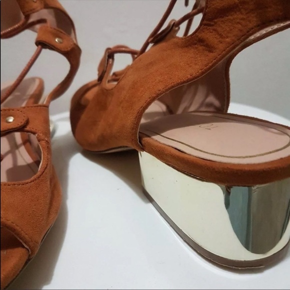 Topshop Tan Gladiator Sandals with Gold Heel - 37 - Picture 2 of 5